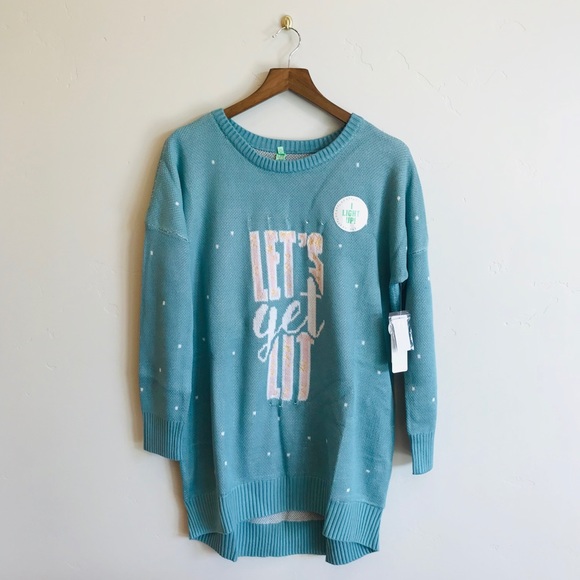 HONEYDEW Let's Get Lit Light Up Ugly Christmas Sweater - Picture 2 of 6